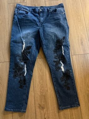 DG2 Diane Gilman dark was embellished jeans-EUC